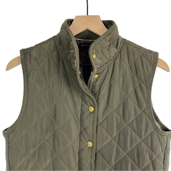 BRITISH KHAKI Womens Quilted Vest Equestrian Old Money Dark Academia green small - Picture 4 of 13